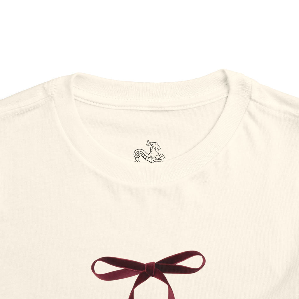 Toddler T-Shirt, Burgundy Ribbon Bow Graphic Tee, Cute Kids Shirt