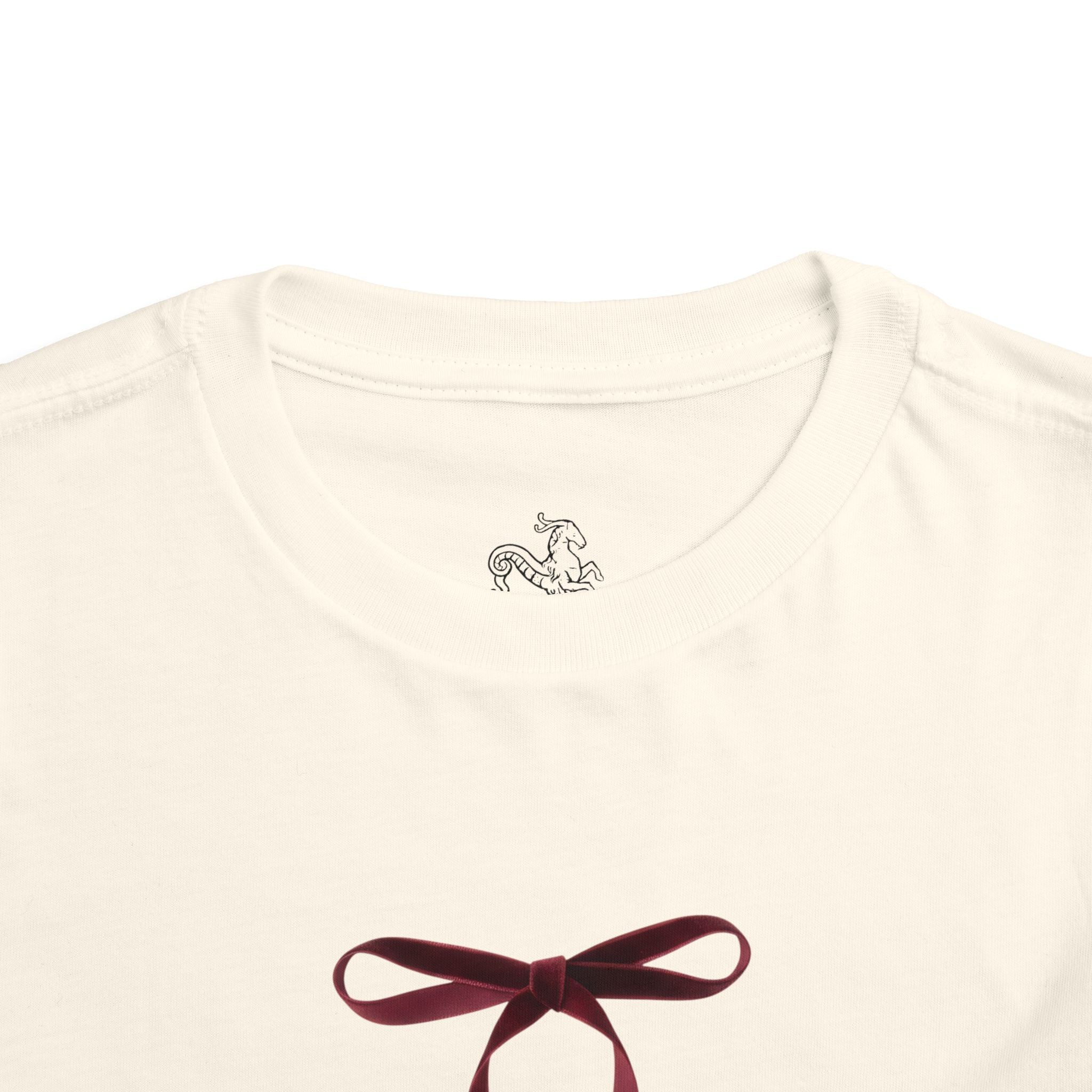 Toddler T-Shirt, Burgundy Ribbon Bow Graphic Tee, Cute Kids Shirt