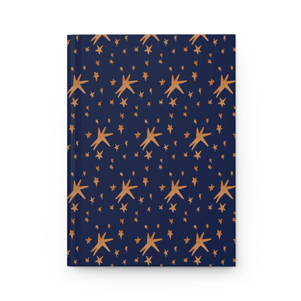 Copper Stars Pattern Hardcover Journal | Blue Starry Notebook