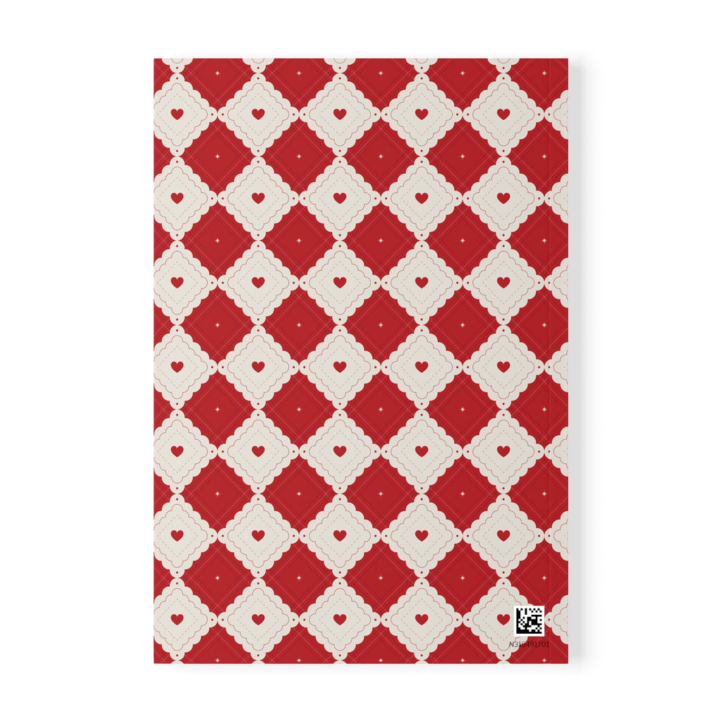 Heart Pattern Notebook A5 | Red Diamond Journal