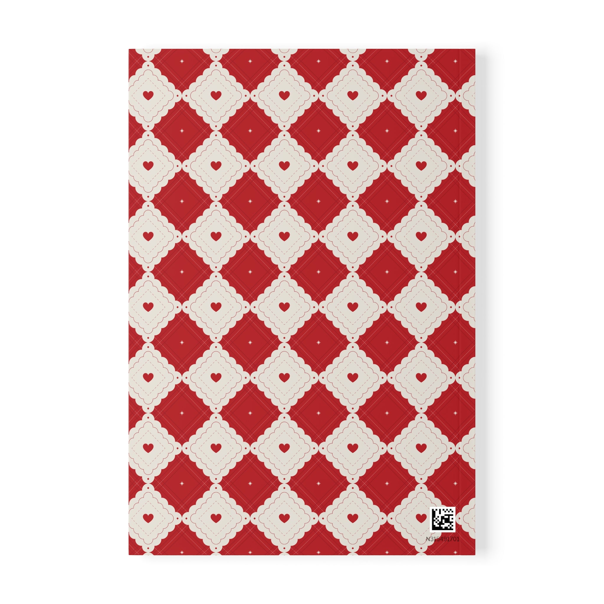 Heart Pattern Notebook A5 | Red Diamond Journal