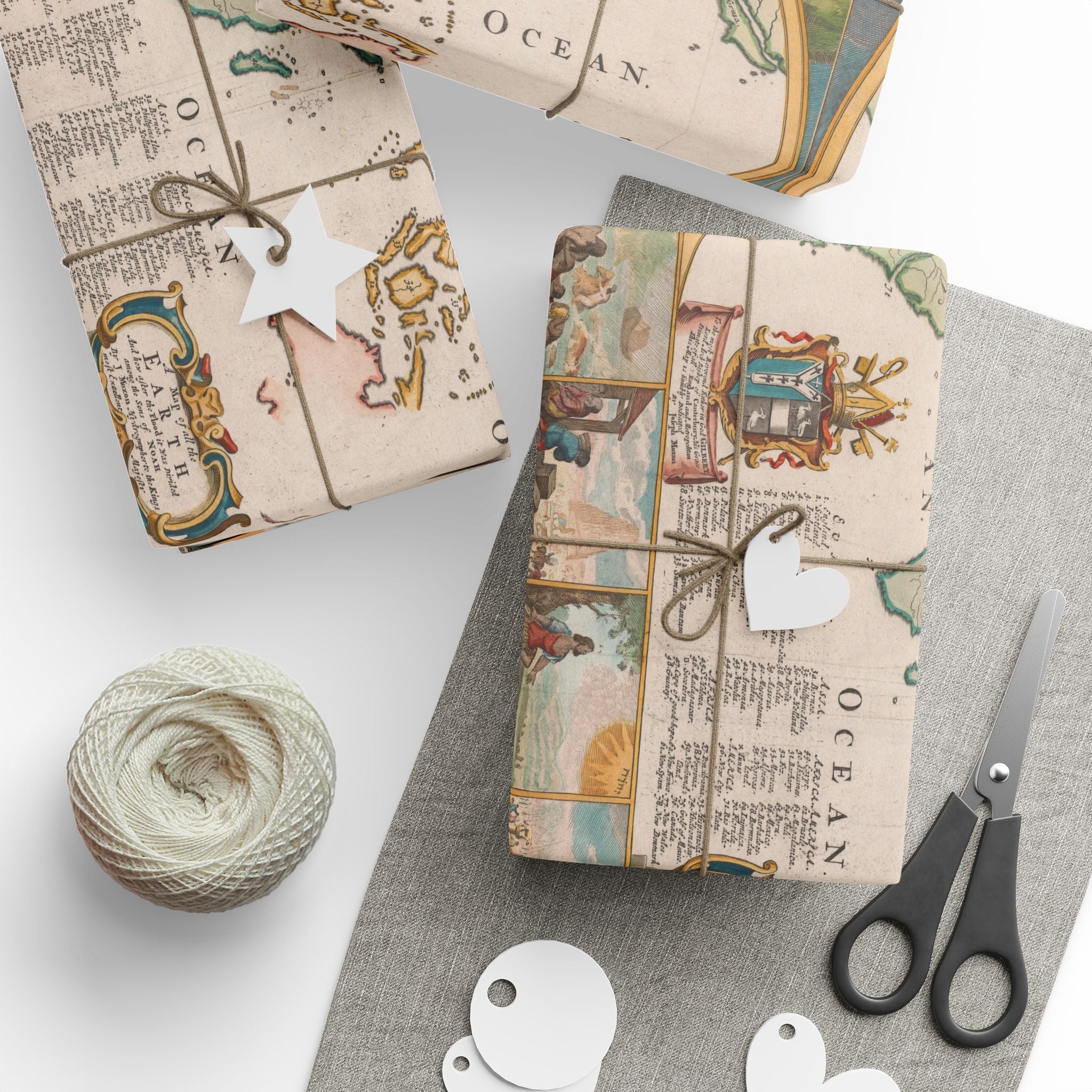 Vintage World Map Wrapping Paper — Retro Globe Gift Wrap Roll