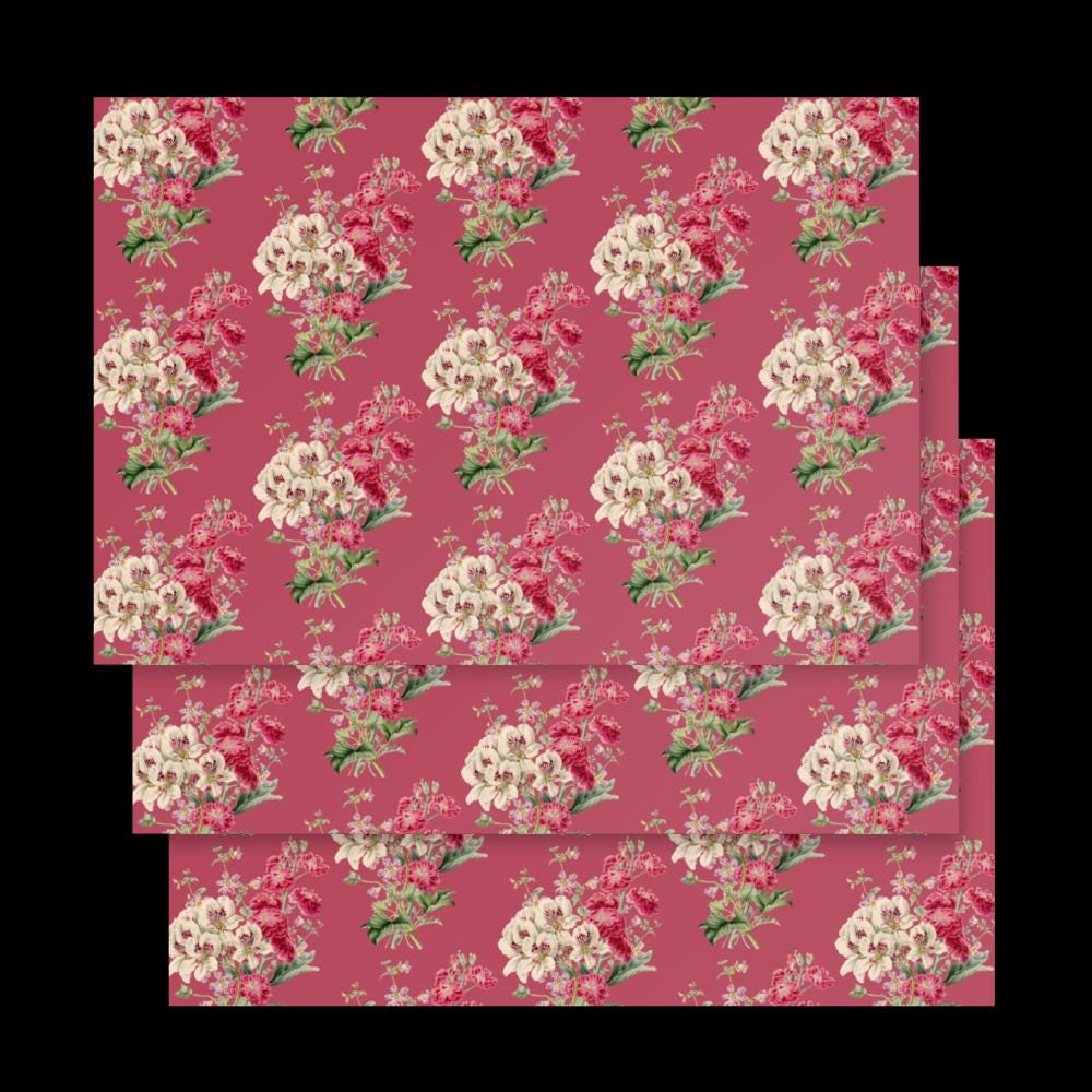 Vintage Floral Wrapping Paper Sheets – Pink Matte Gift Wrap Set