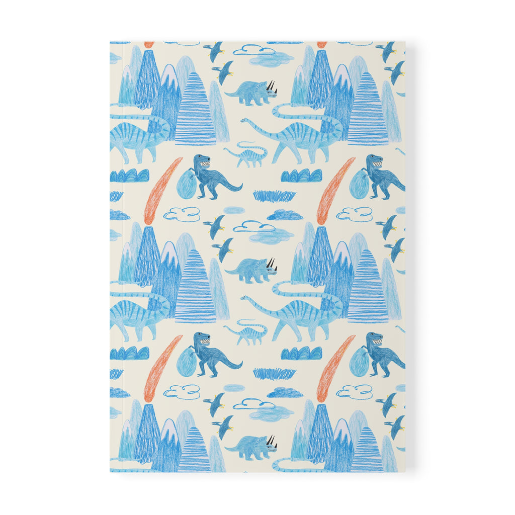 Dinosaur Notebook A5 | Blue Jurassic Pattern Journal