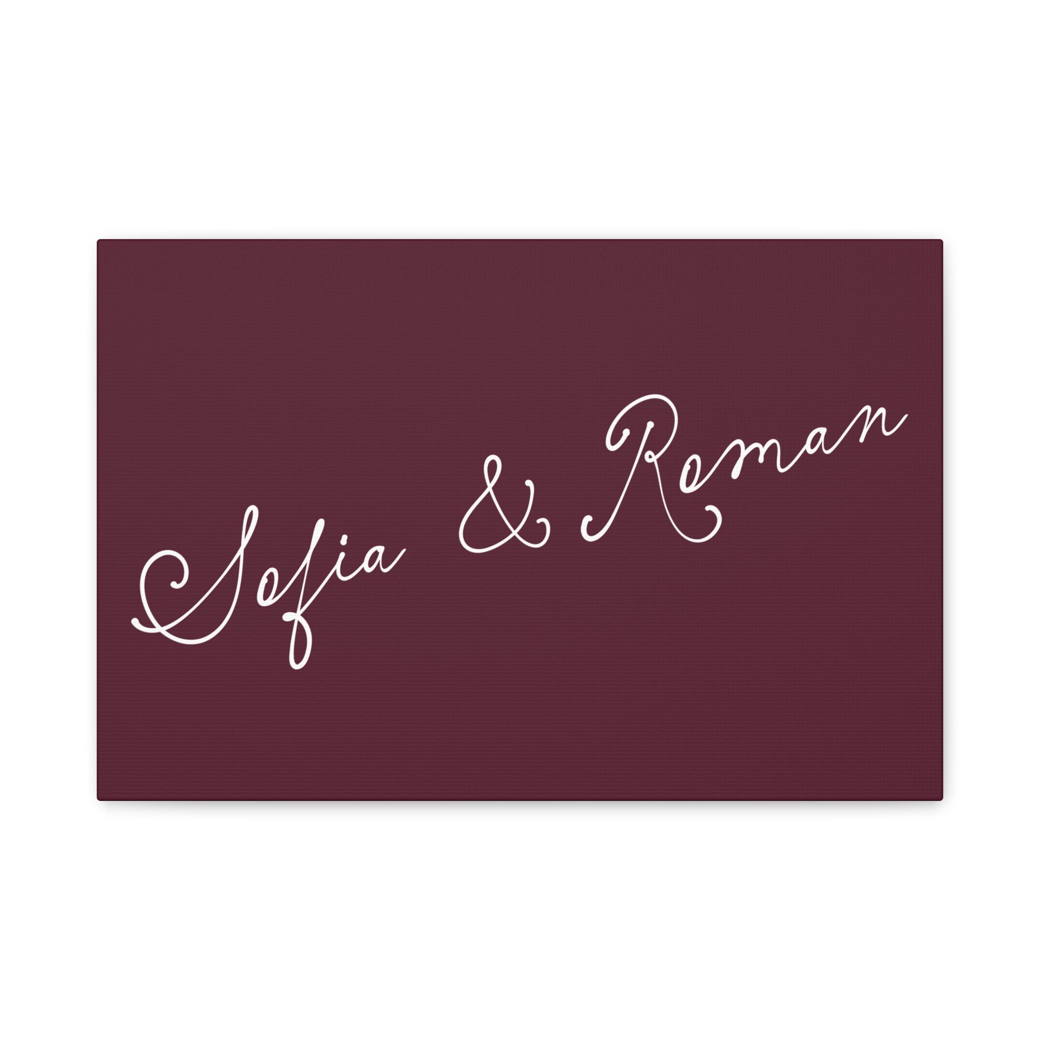 Custom text canvas wedding sign - deep burgundy