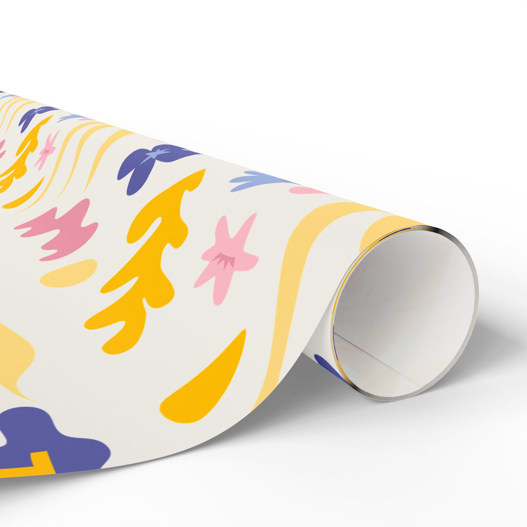 Floral Pastel Wrapping Paper Roll — Yellow, Pink & Lavender Patterned Gift Wrap