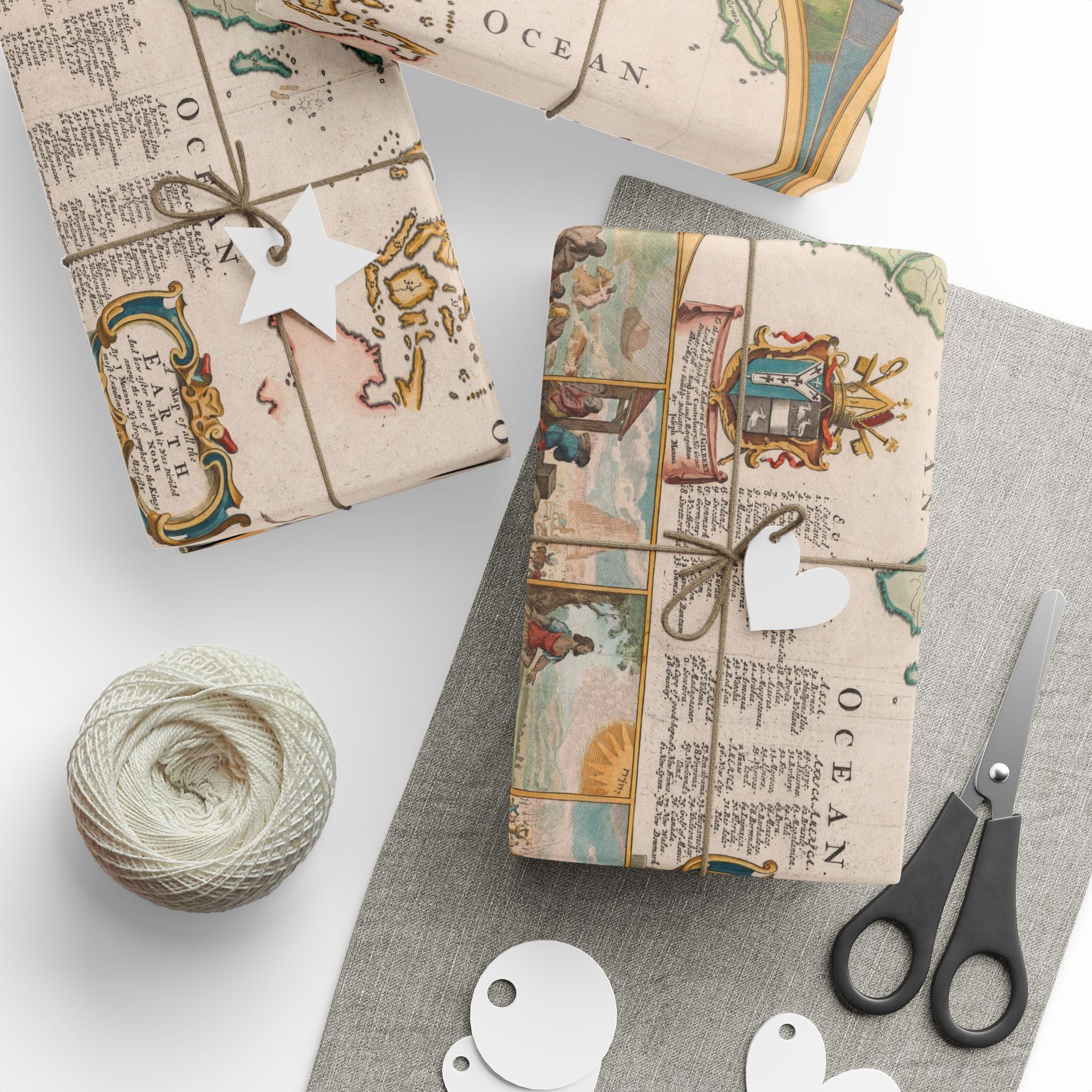 Vintage World Map Wrapping Paper — Retro Globe Gift Wrap Roll