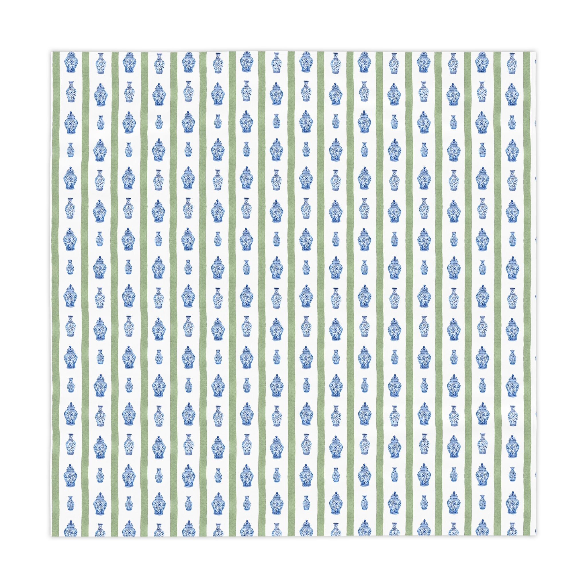 Chinoiserie Tablecloth | Blue Floral Stripe Dining Linen