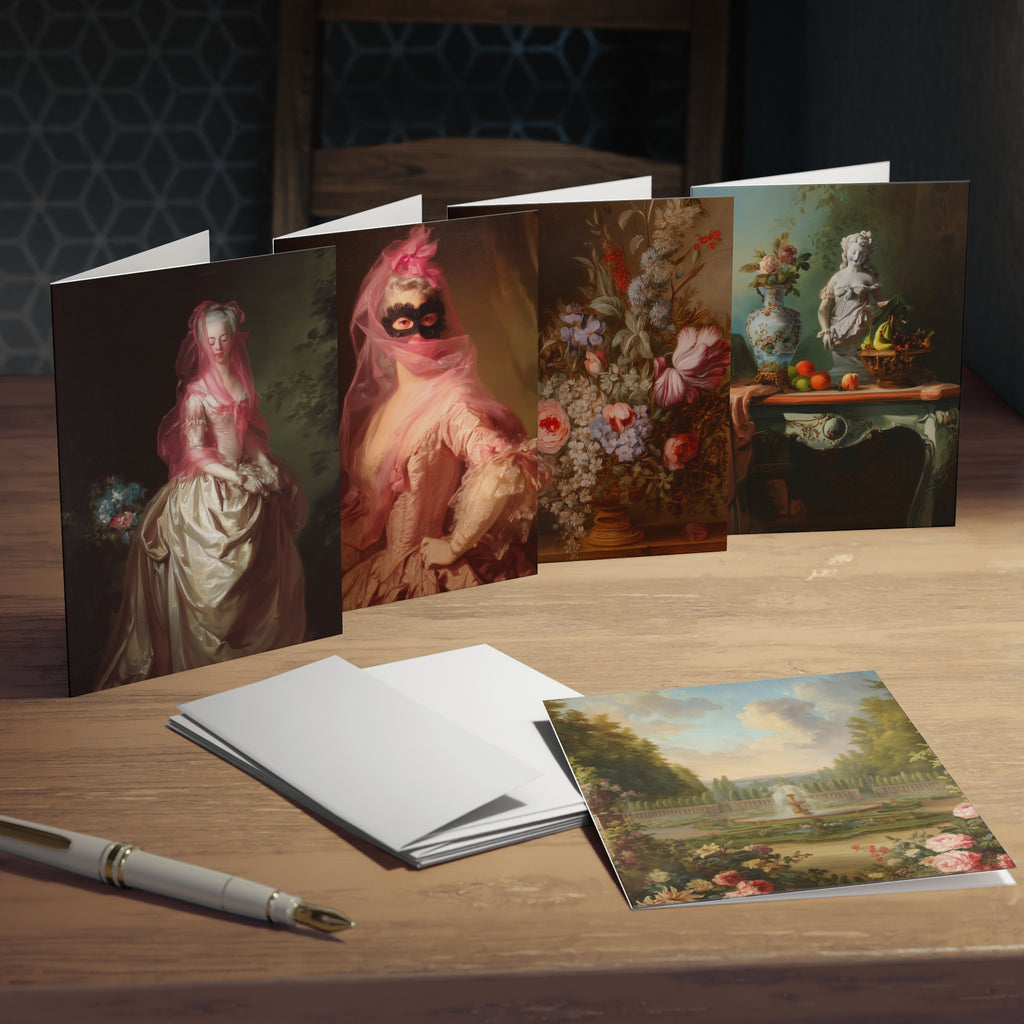 Vintage Floral & Rococo Art Greeting Cards (5-Pack)
