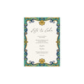 Rustic Watercolour Mediterranean Wedding Invitation | Customizable Flat Card Pack (10, 30, 50 Count)