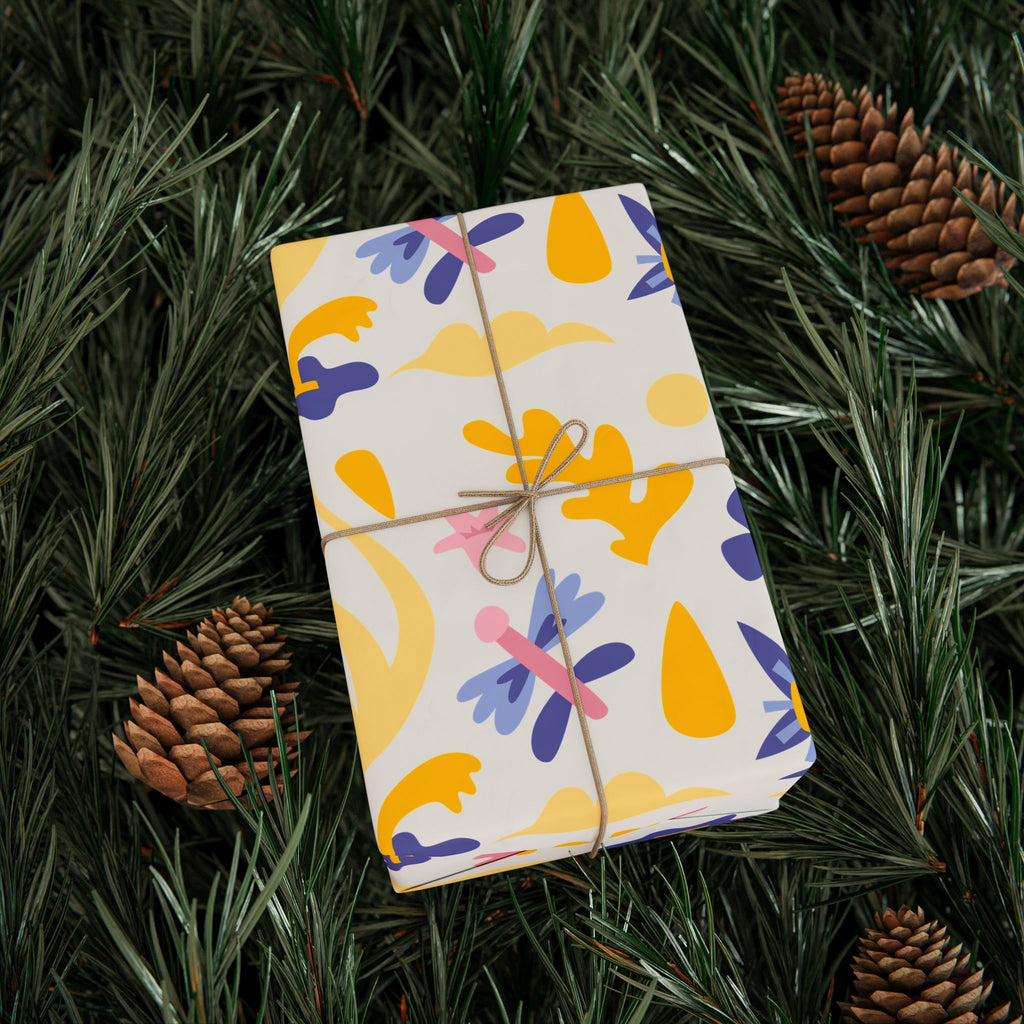 Floral Pastel Wrapping Paper Roll — Yellow, Pink & Lavender Patterned Gift Wrap