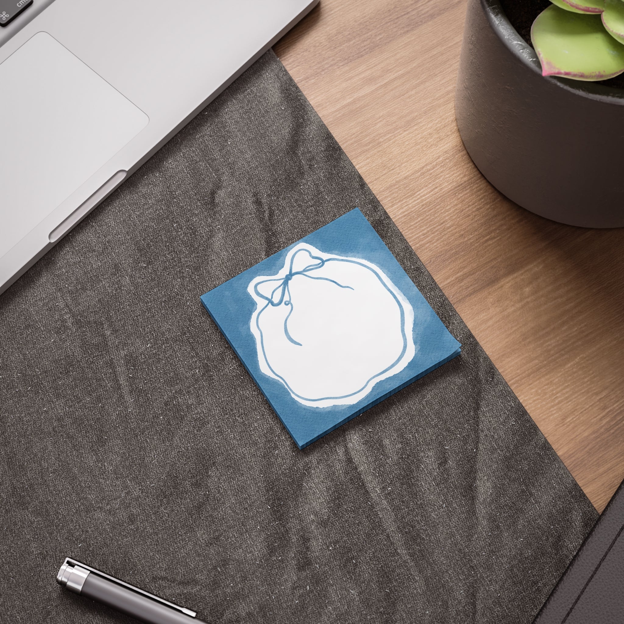 Sticky Notes, Blue Bow Notepad, Decorative Gift Notes, Cute Desk Stationery