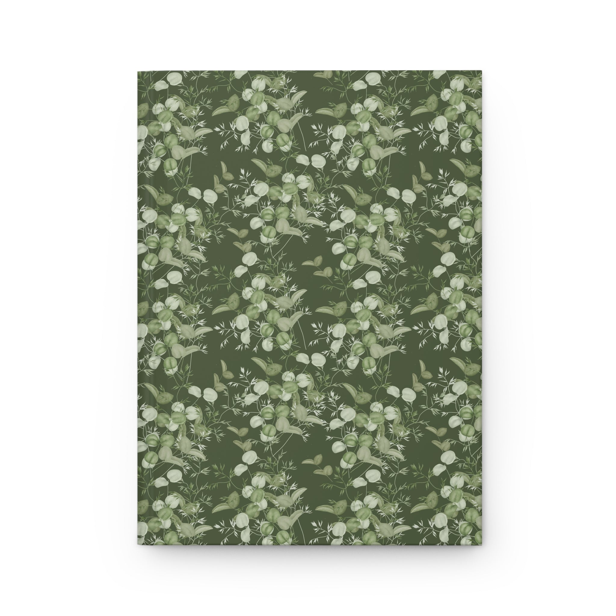 Botanical Eucalyptus Hardcover Journal — Green Floral Notebook for Writing & Gift