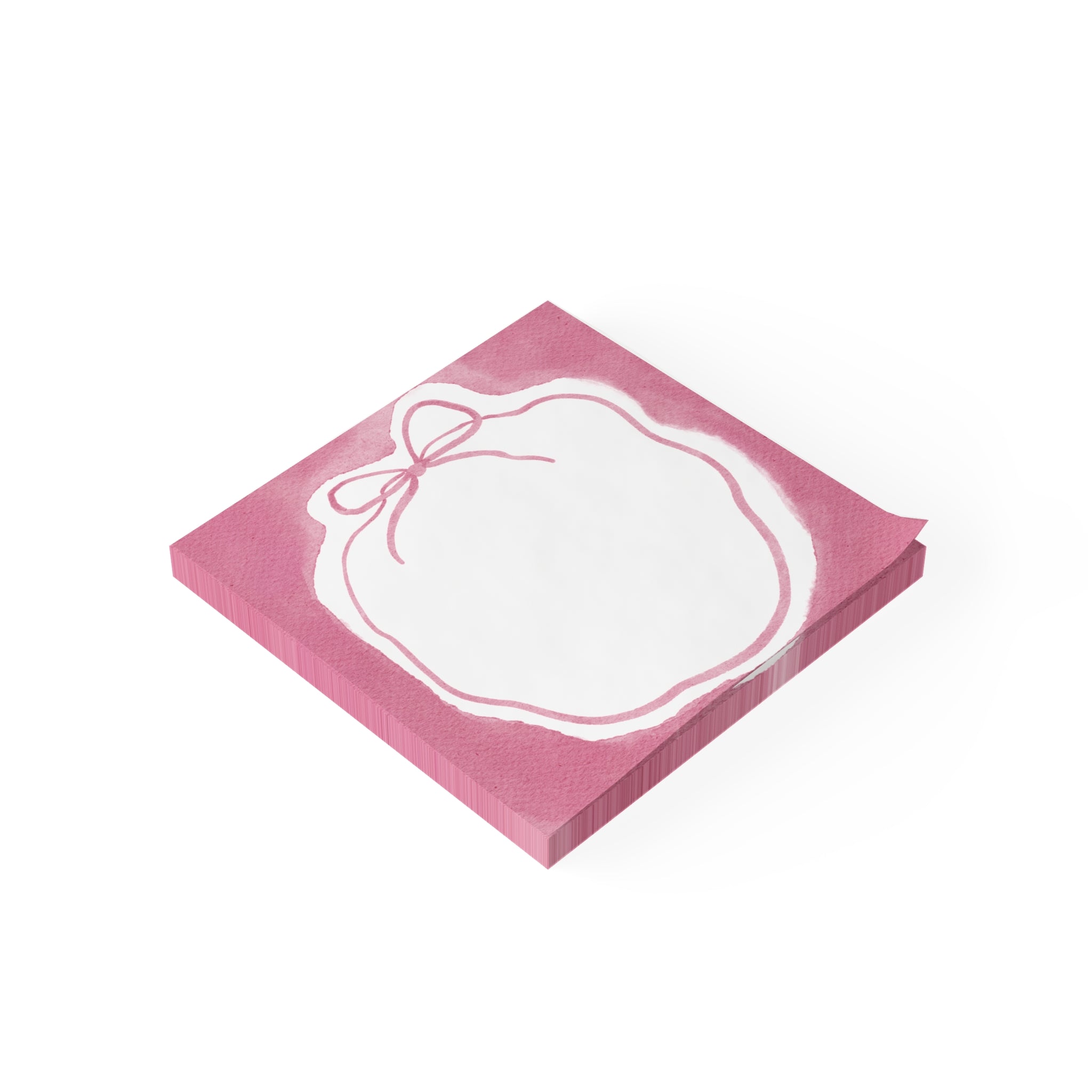 Sticky Notes, Pink Bow Notepad, Floral Frame Cute Desk Notes, Gift Stationery