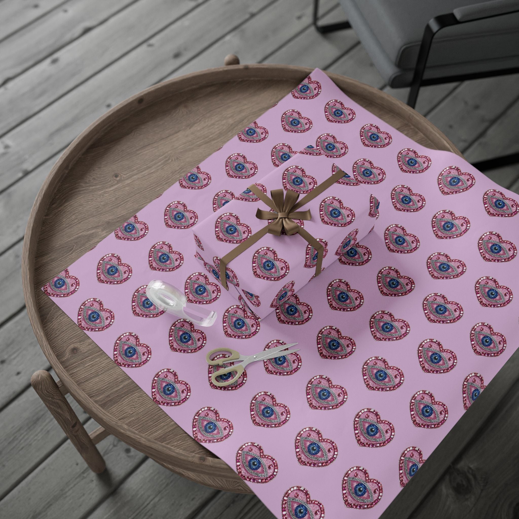 Peacock Heart Pattern Wrapping Paper — Pink Decorative Gift Wrap for Birthdays & Valentine’s