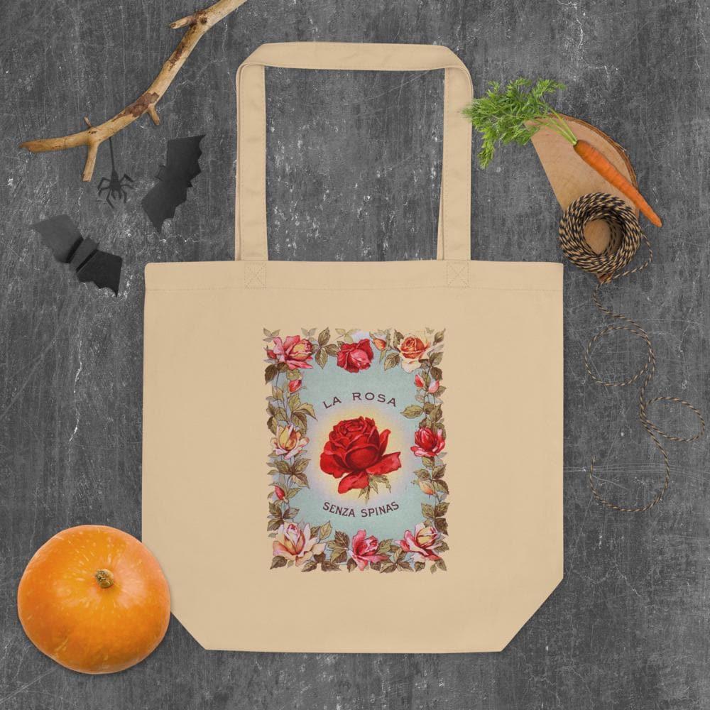 Vintage Rose Botanical Canvas Tote Bag – Cottagecore Market Tote