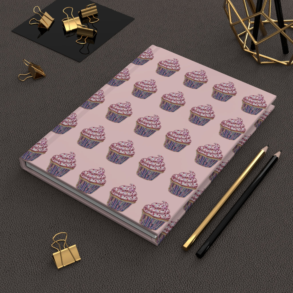 Cupcake Pattern Hardcover Journal — Pink Pastry Notebook for Baking Lovers & Gift Giving