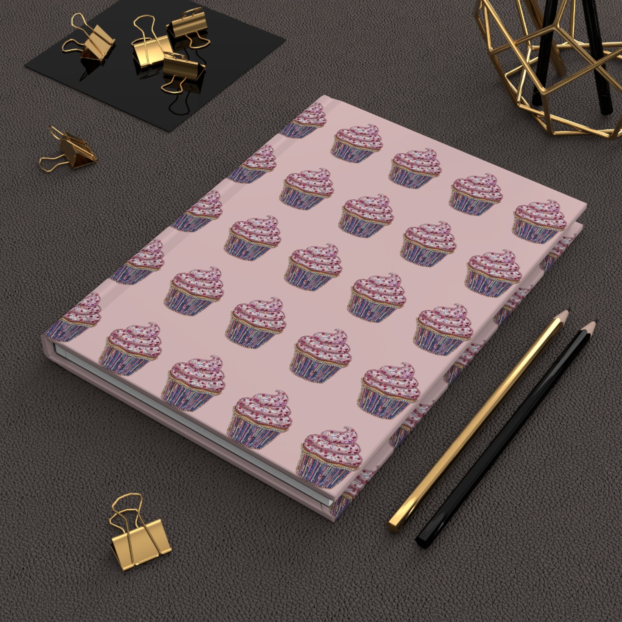 Cupcake Pattern Hardcover Journal — Pink Pastry Notebook for Baking Lovers & Gift Giving