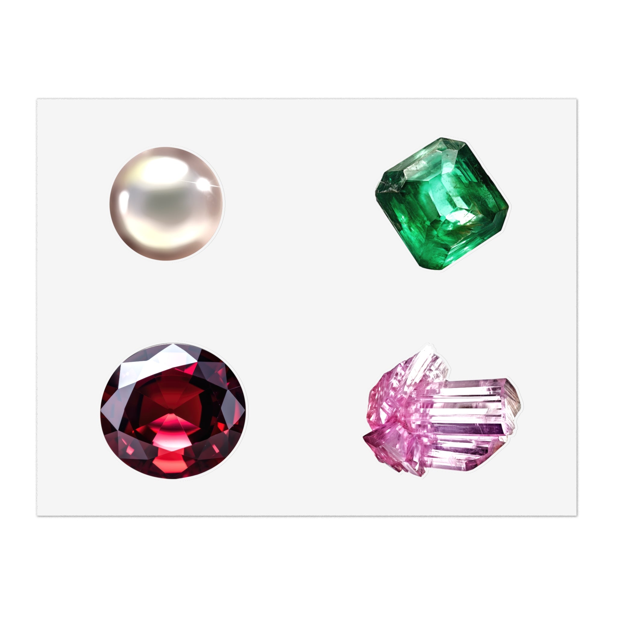 Gemstone Sticker Sheets — Pearl, Emerald, Ruby & Crystal Decorative Stickers