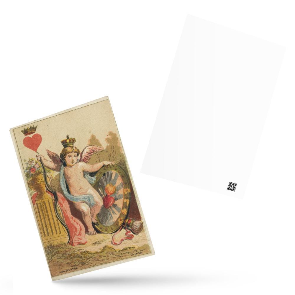 Vintage Cupid Postcard – Romantic Antique Valentine Art Card – Cherub Love Illustration – Classic Romantic Stationery