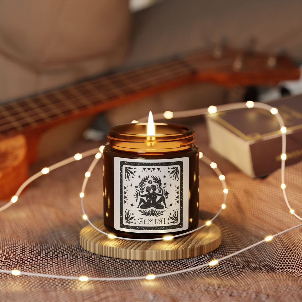 Gemini Zodiac Scented Soy Candle — Amber Jar