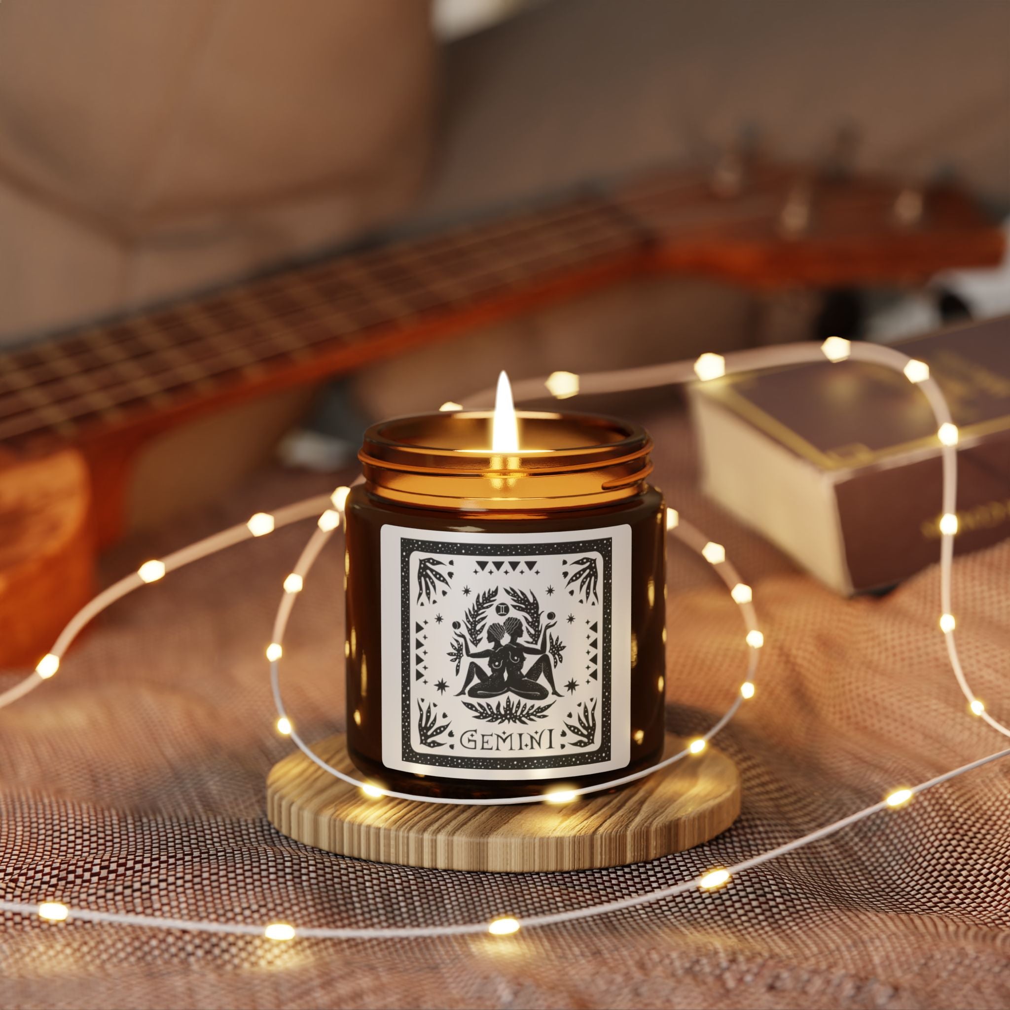 Gemini Zodiac Scented Soy Candle — Amber Jar