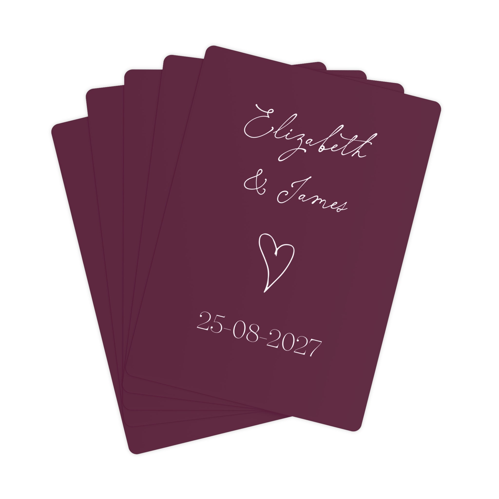 Burgundy Wedding Favour Personalised Poker Cards