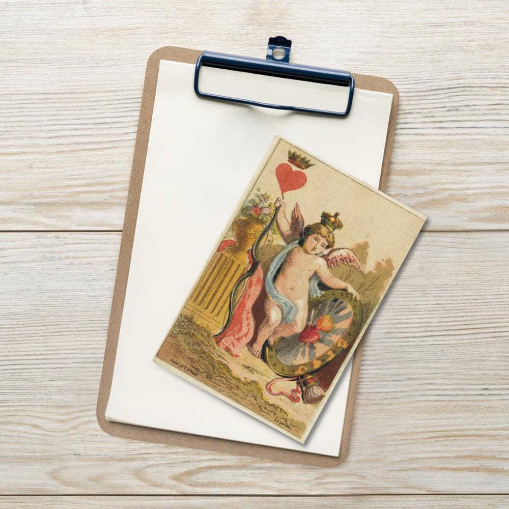 Vintage Cupid Postcard – Romantic Antique Valentine Art Card – Cherub Love Illustration – Classic Romantic Stationery