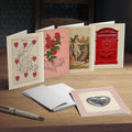 Vintage Valentine Greeting Card Set – Romantic 5 Pack Note Cards