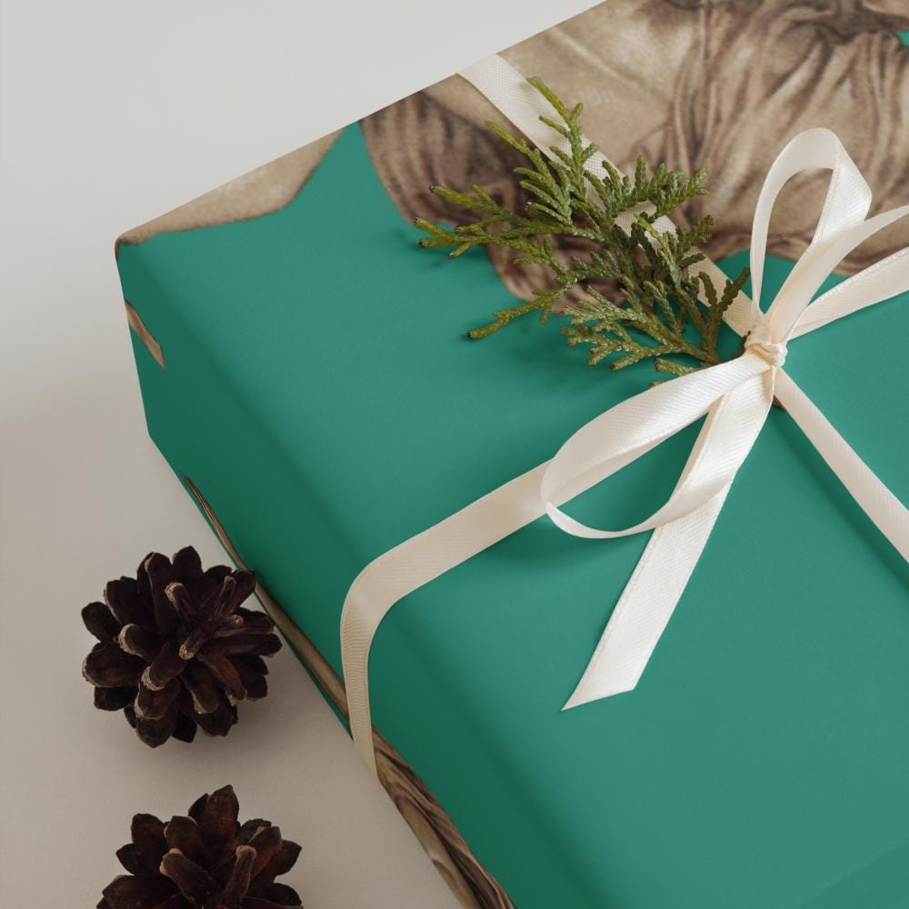 Teal Classical Statue Wrapping Paper Set – Matte Art Gift Wrap