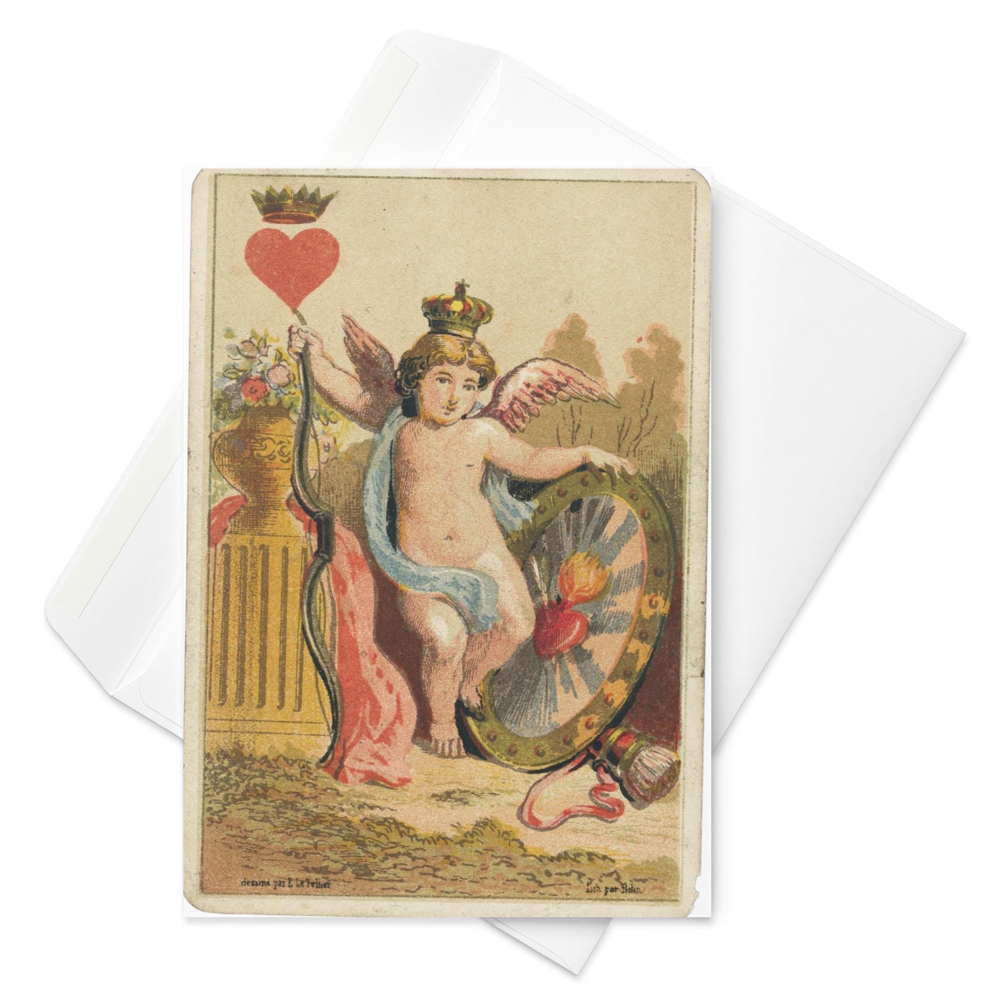 Vintage Cupid Greeting Card – Antique Victorian Cherub Love Card