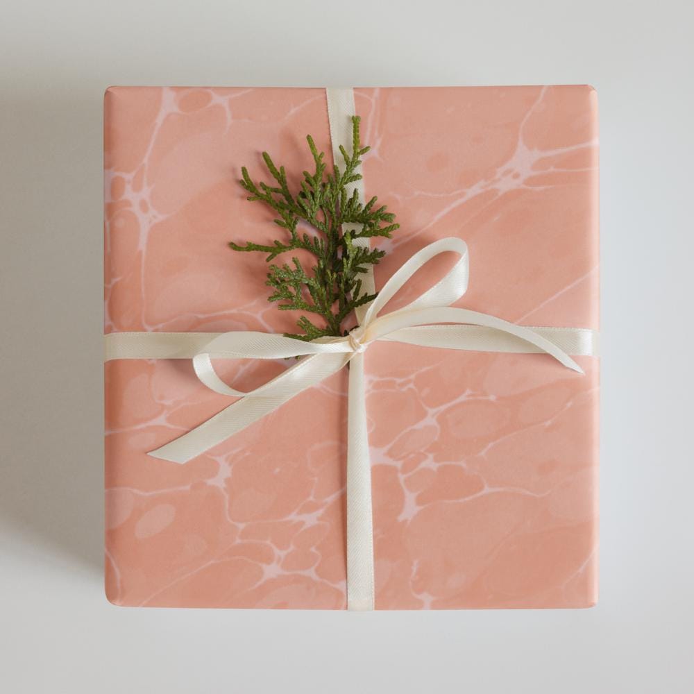 Peach Marble Wrapping Paper | Soft Stone Texture Gift Wrap (3 Sheets)