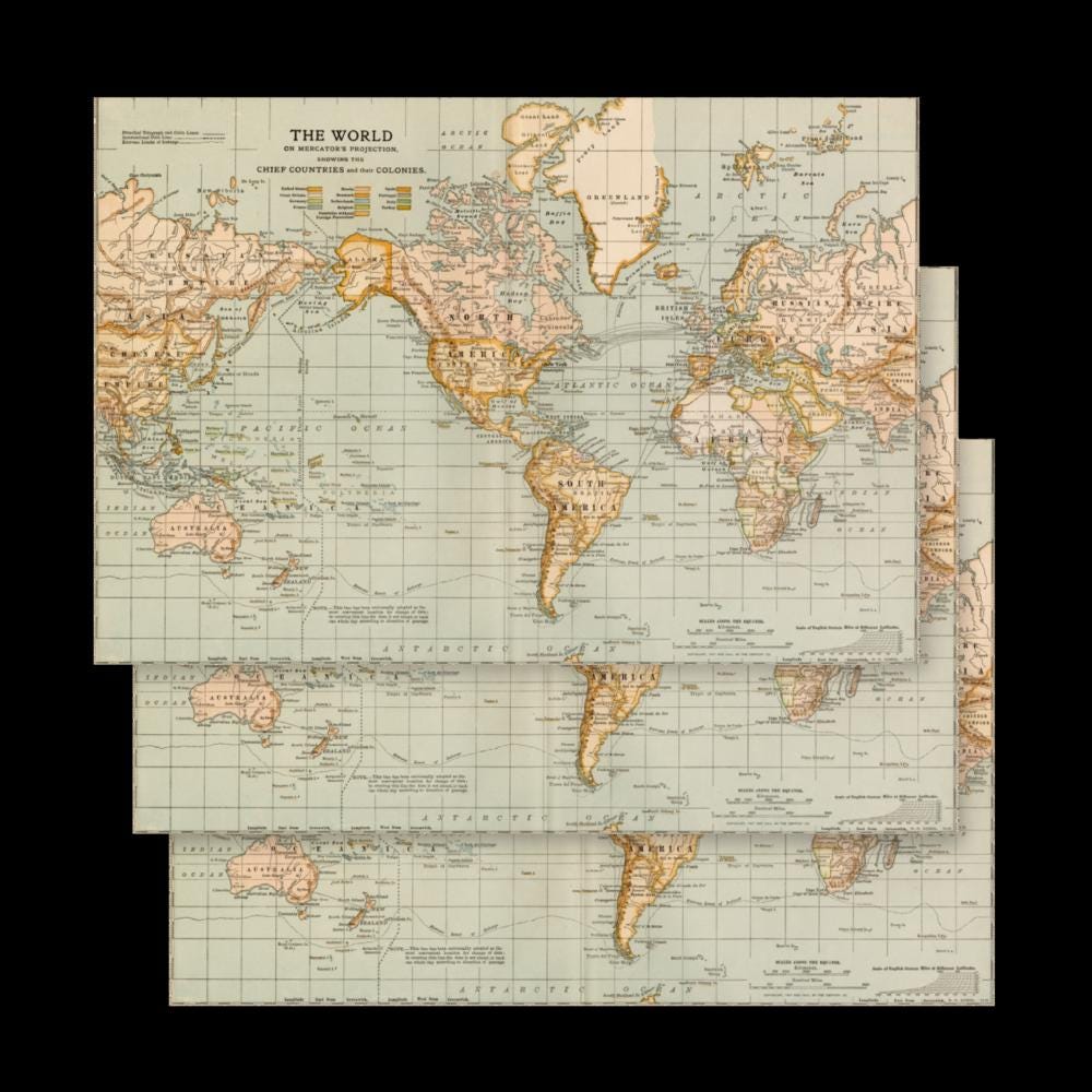 Vintage Map Wrapping Paper | Antique Style Gift Wrap