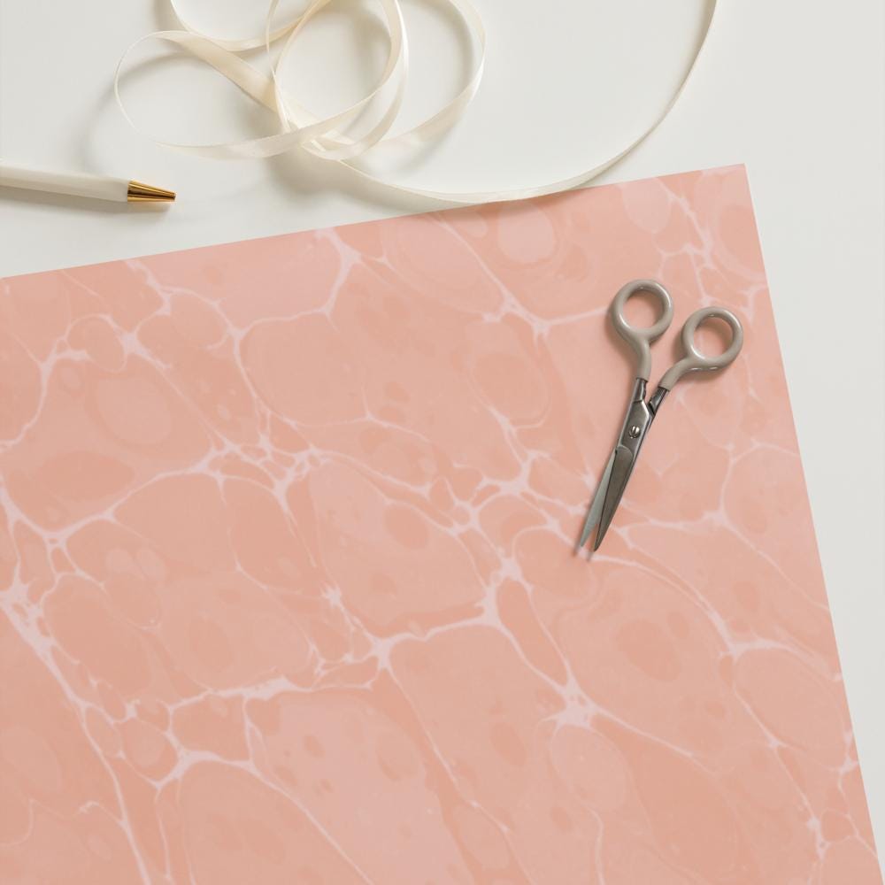 Peach Marble Wrapping Paper | Soft Stone Texture Gift Wrap (3 Sheets)