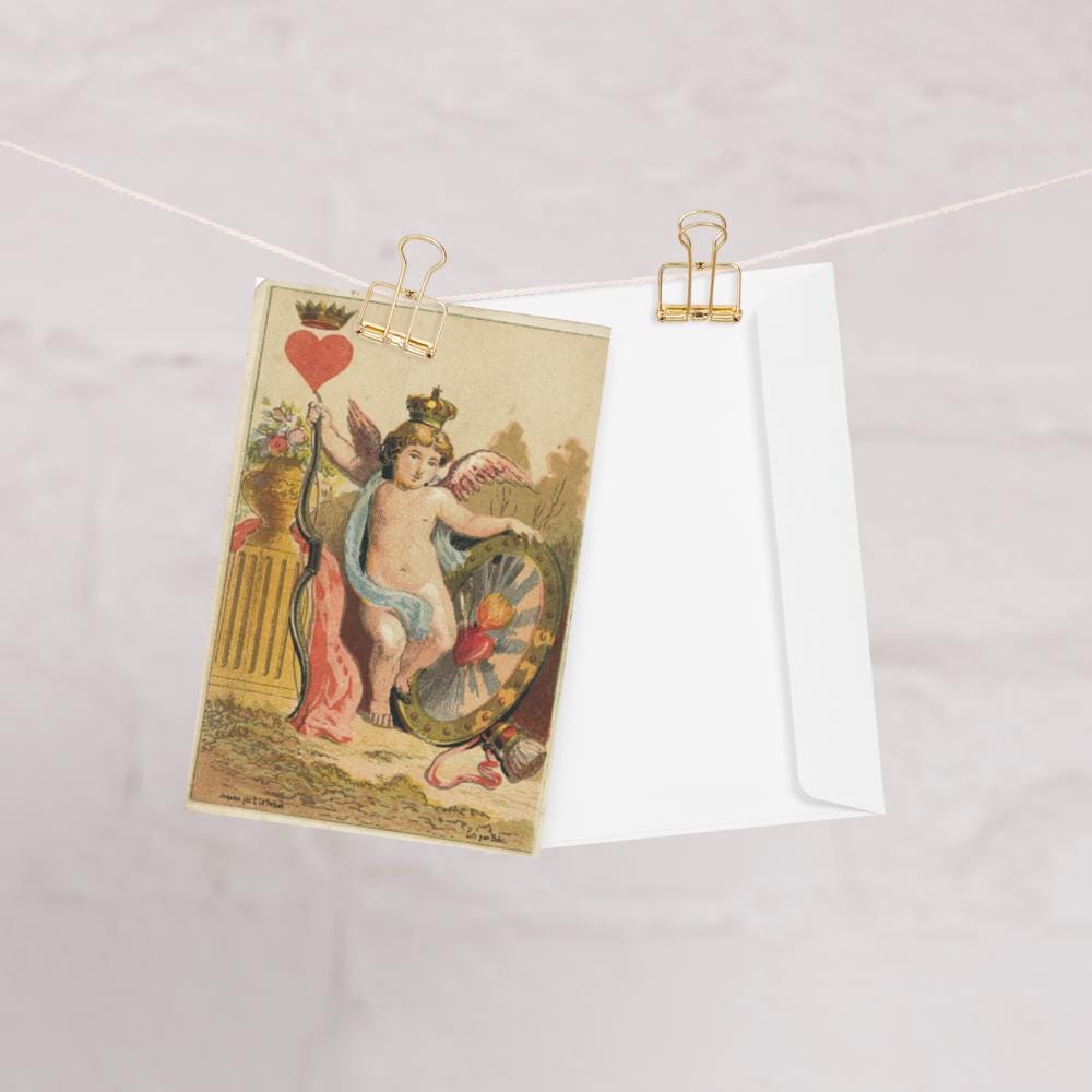 Vintage Cupid Greeting Card – Antique Victorian Cherub Love Card