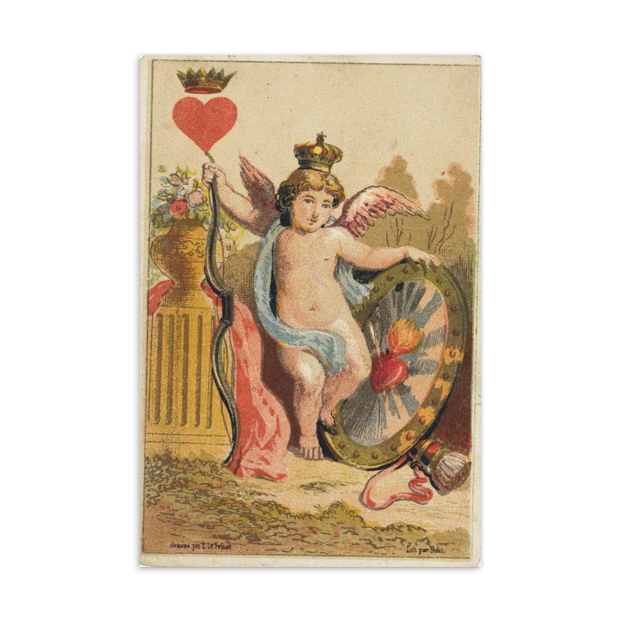 Vintage Cupid Postcard – Romantic Antique Valentine Art Card – Cherub Love Illustration – Classic Romantic Stationery