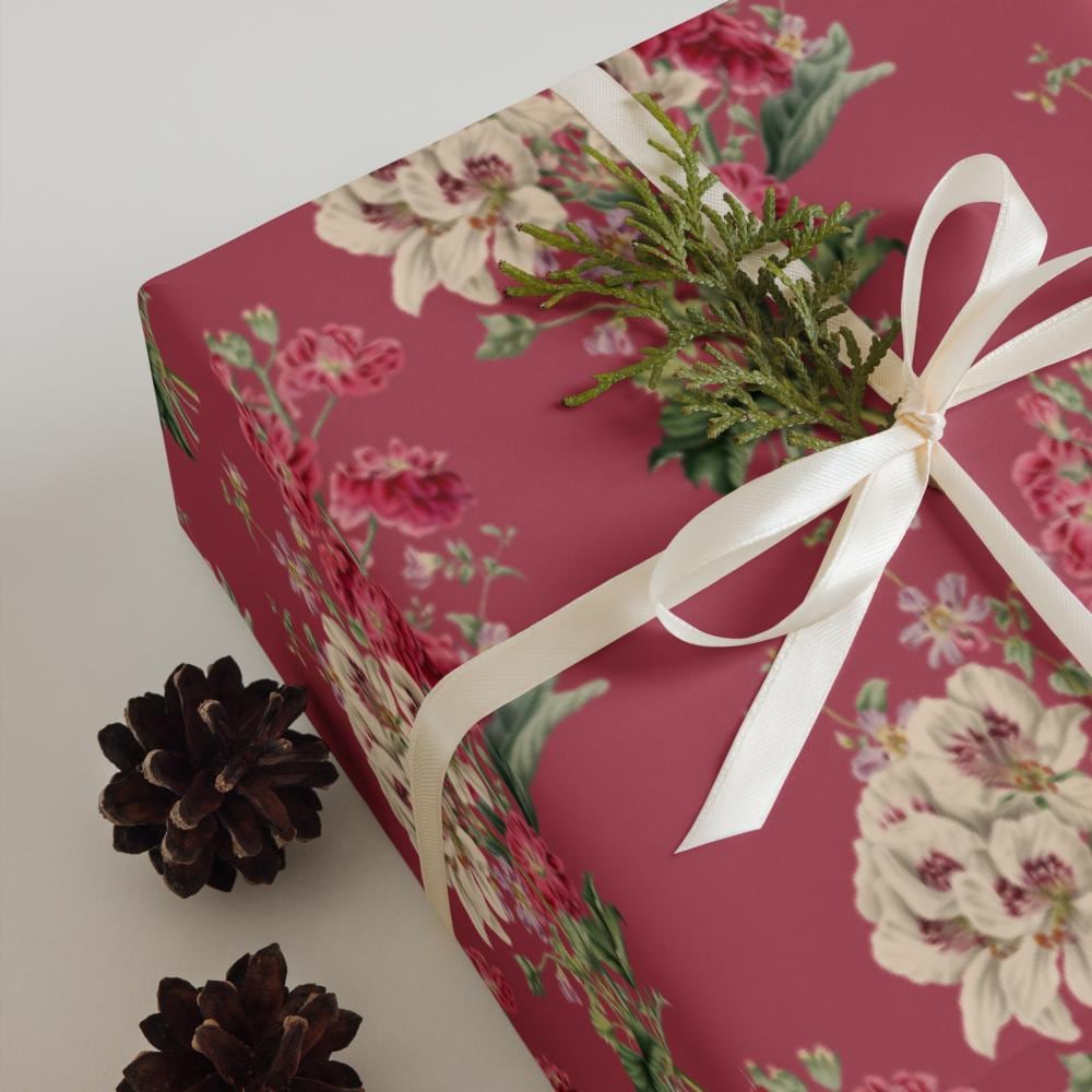 Vintage Floral Wrapping Paper Sheets – Pink Matte Gift Wrap Set