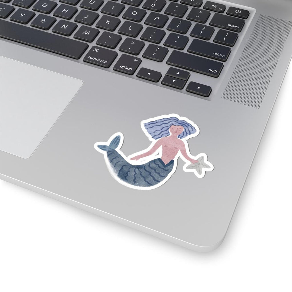 Watercolor Mermaid Starfish Sticker – Ocean Illustration Vinyl Decal