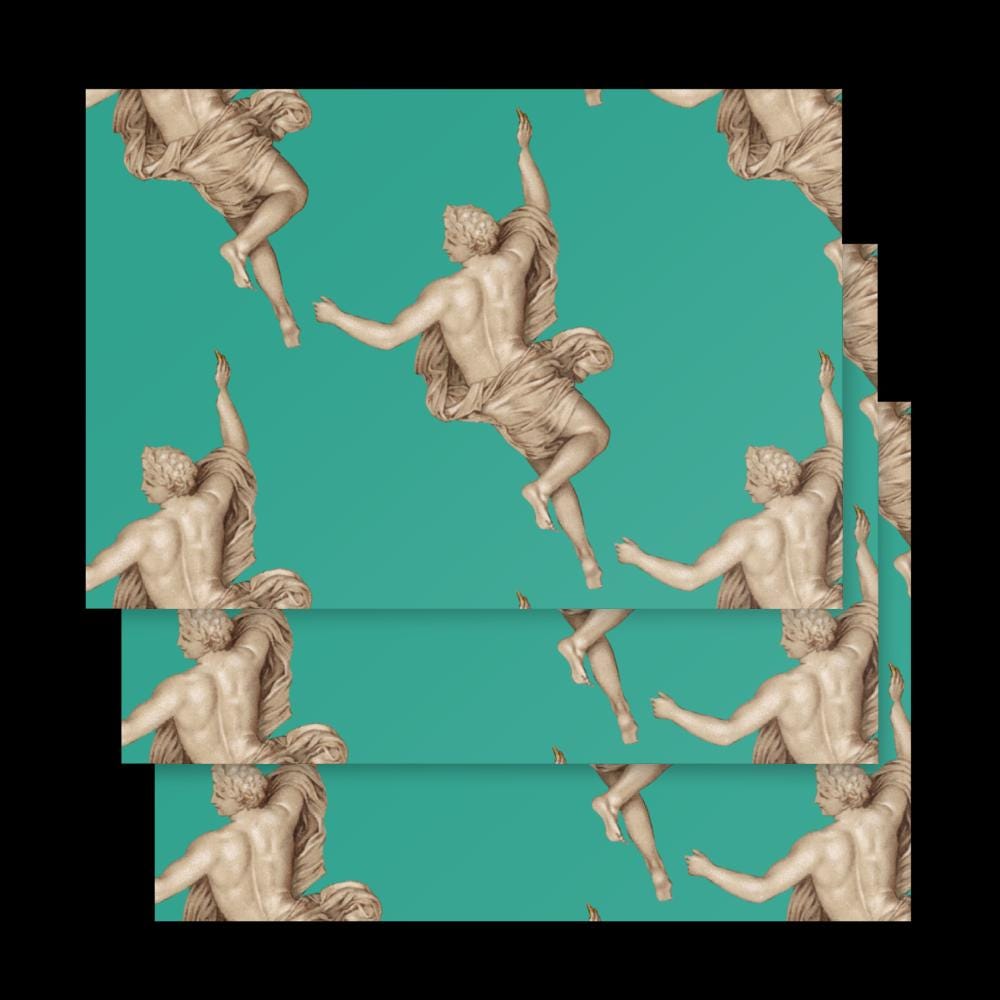 Teal Classical Statue Wrapping Paper Set – Matte Art Gift Wrap