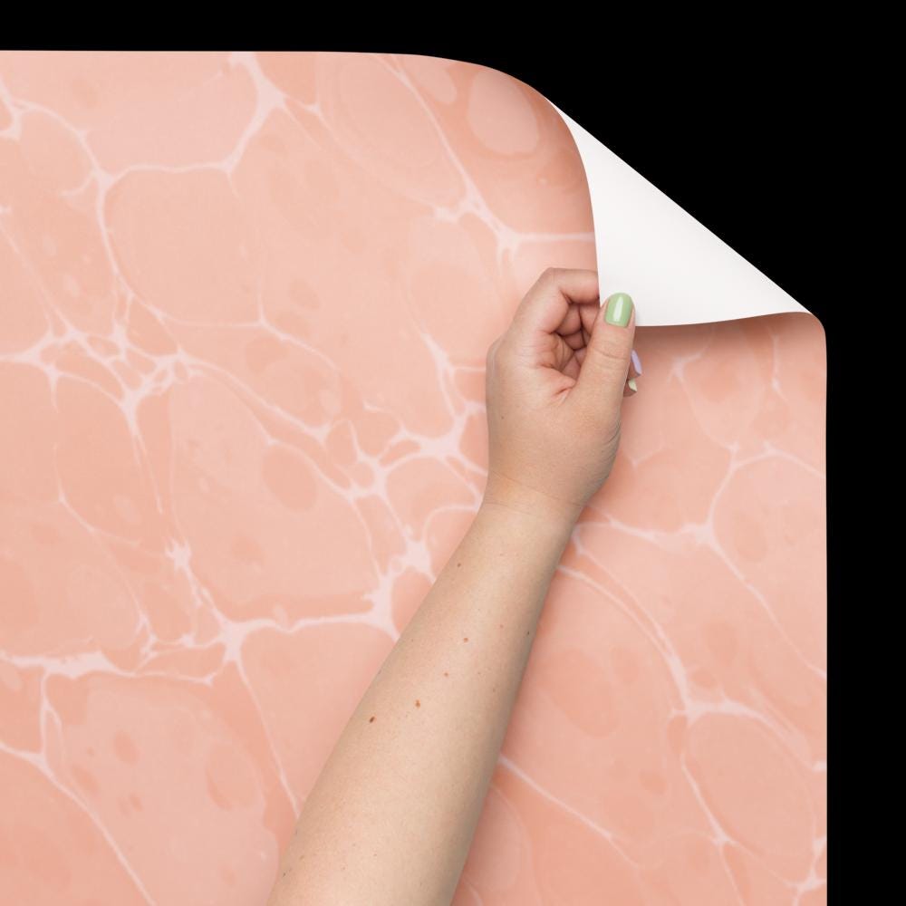 Peach Marble Wrapping Paper | Soft Stone Texture Gift Wrap (3 Sheets)