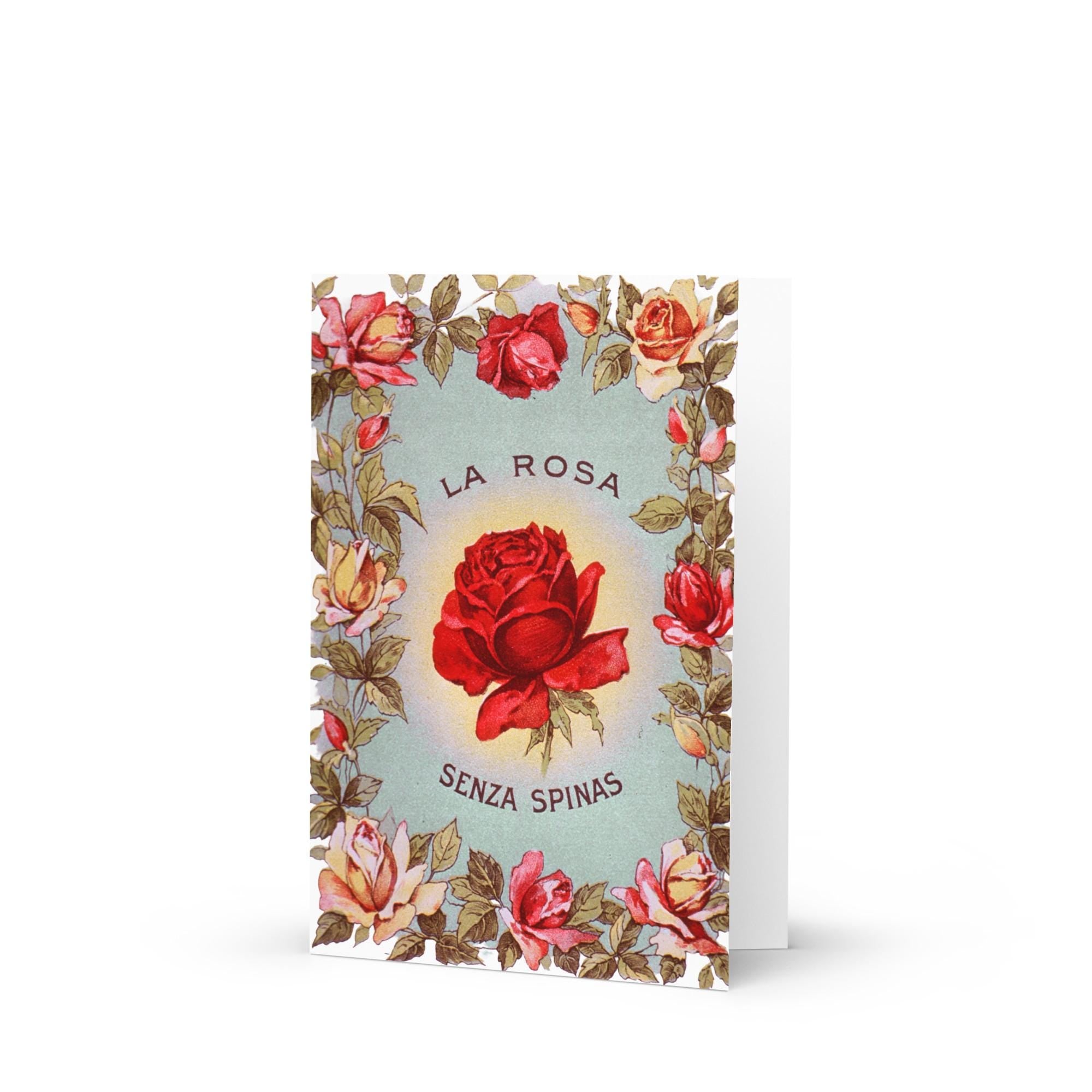 Vintage Rose Greeting Card – Antique Floral Romantic Card