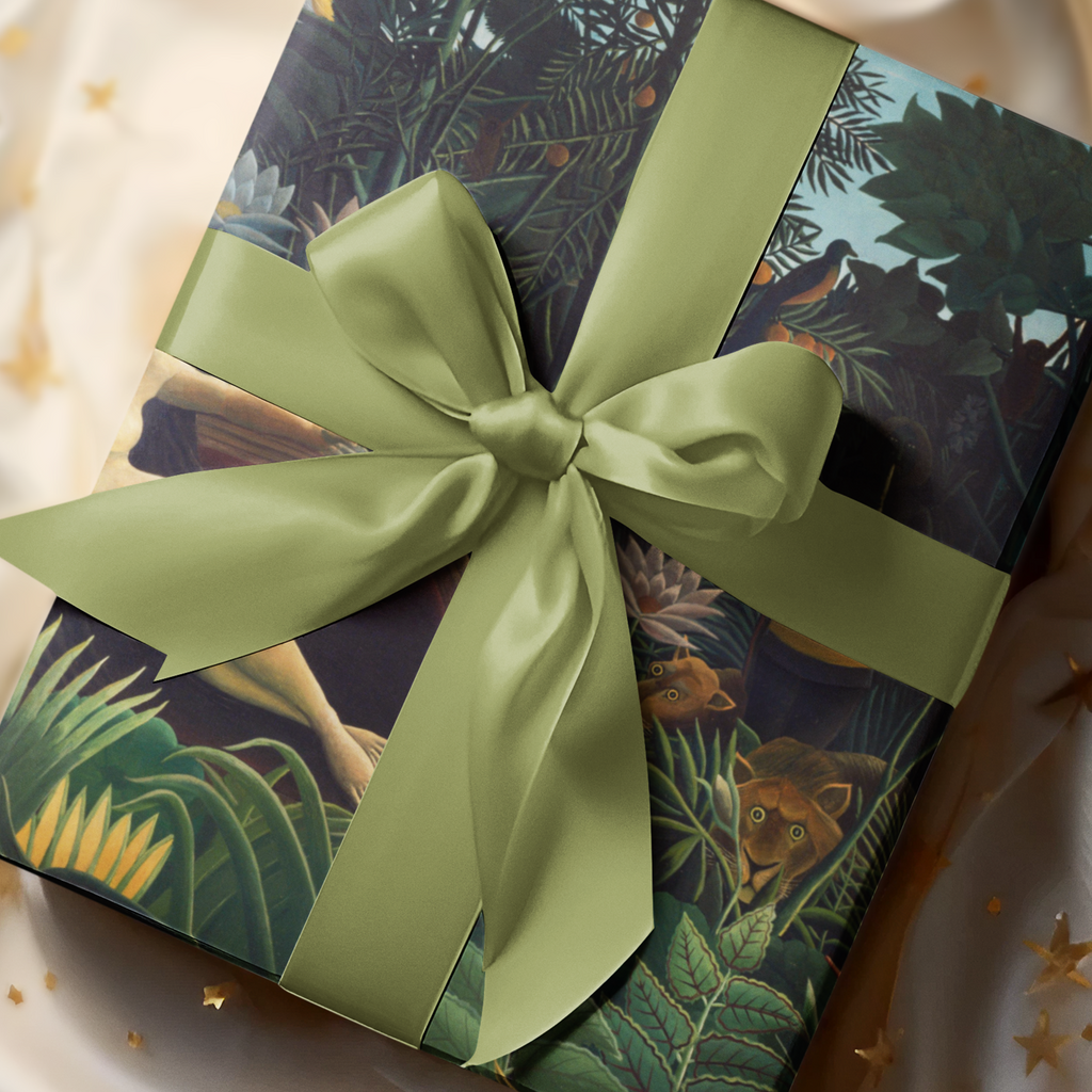 Wrapping Paper, Tropical Jungle Leaves Gift Wrap, Orchid Nightfall Botanical Design